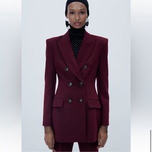 Two Piece Set: Tailored Double Breasted Blazer & Full Length Pant